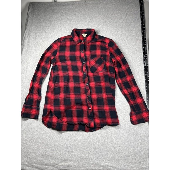 WOOLRICH WOMEN'S Red BLACK PLAID BUTTON UP FLANNEL SHIRT SIZE Medium - Picture 1 of 5